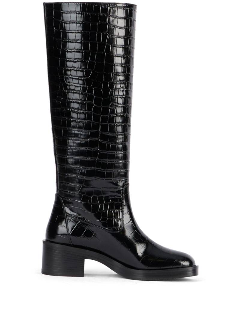 Stuart Weitzman crocodile-embossed leather boots - Black von Stuart Weitzman