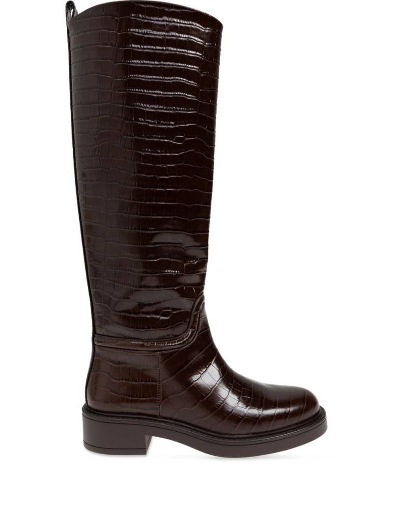 Stuart Weitzman crocodile-embossed leather boots - Brown von Stuart Weitzman