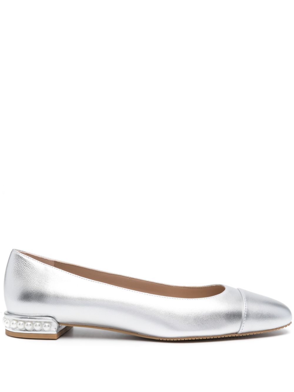 Stuart Weitzman pearl-detail leather ballerina shoes - Silver von Stuart Weitzman