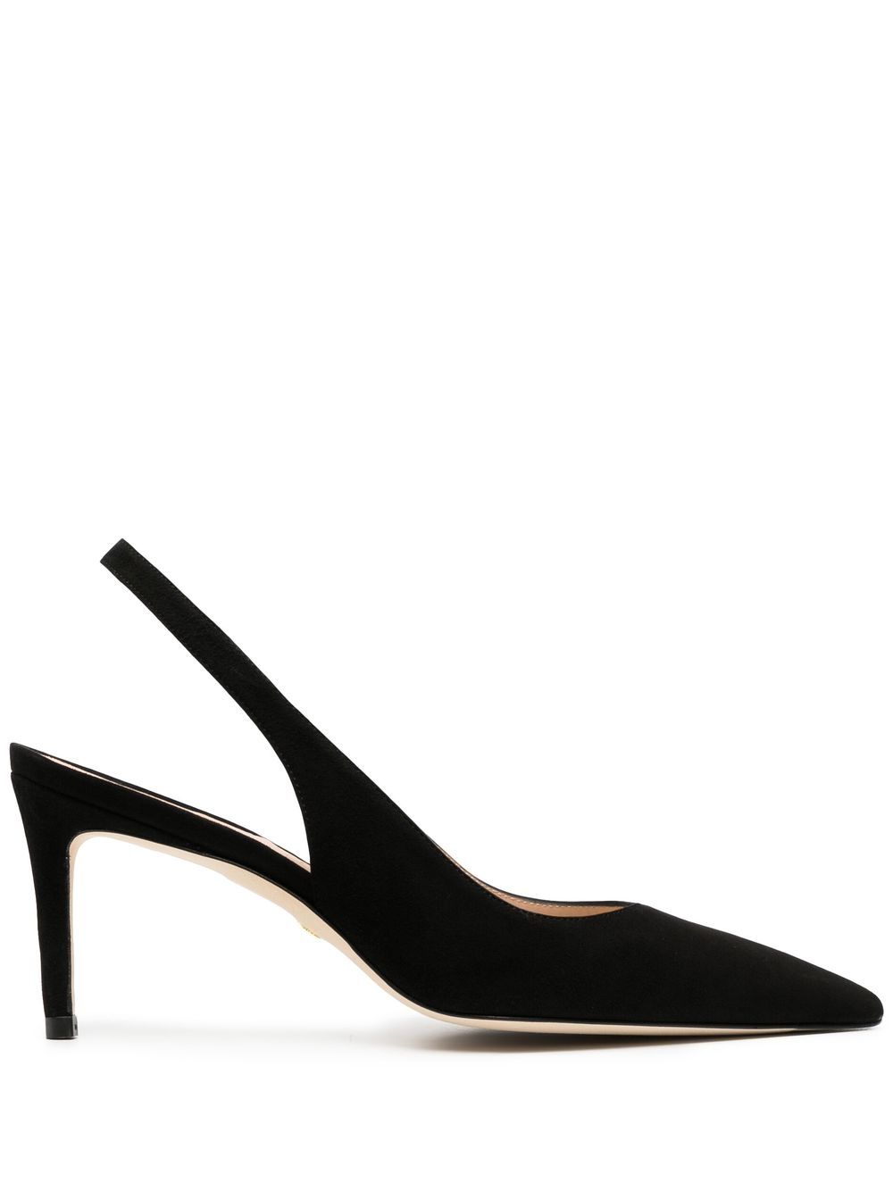 Stuart Weitzman pointed 75mm suede slingback pumps - Black von Stuart Weitzman