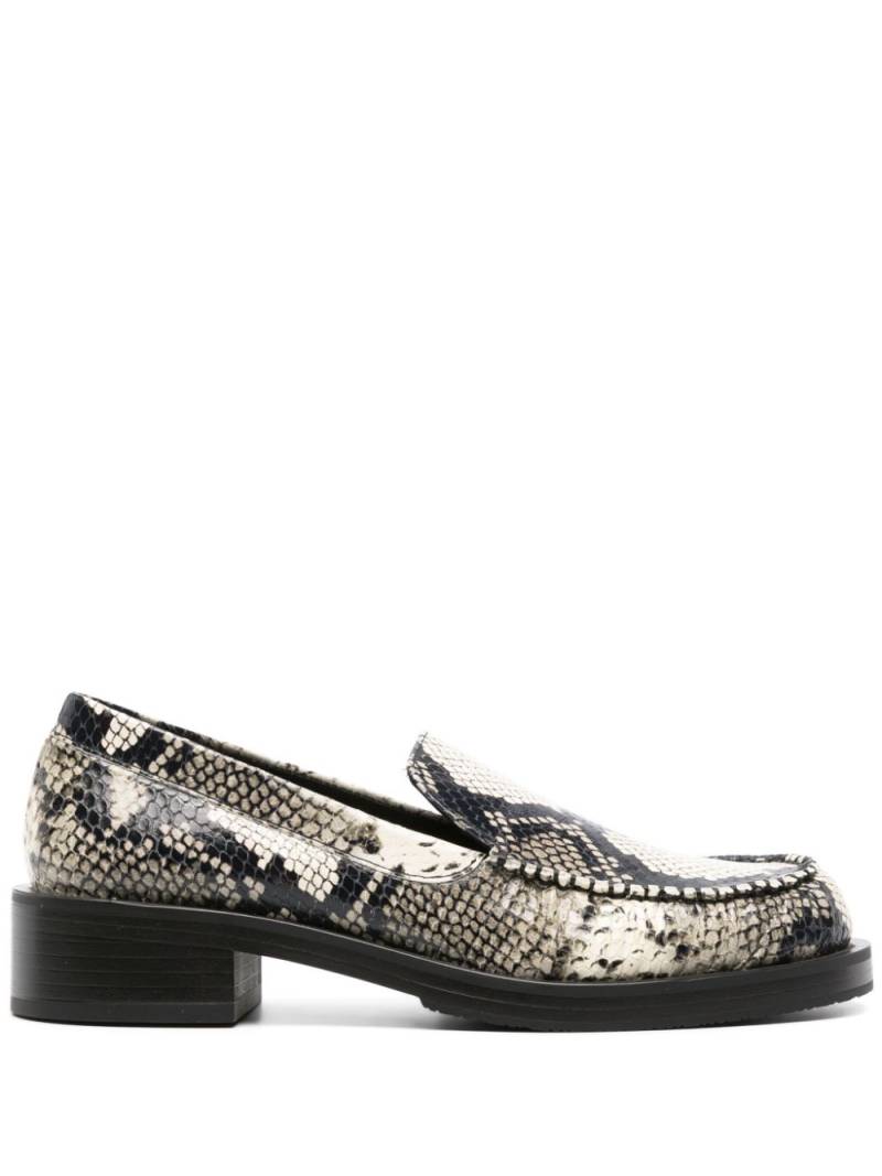 Stuart Weitzman snakeskin-effect leather loafers - Grey von Stuart Weitzman