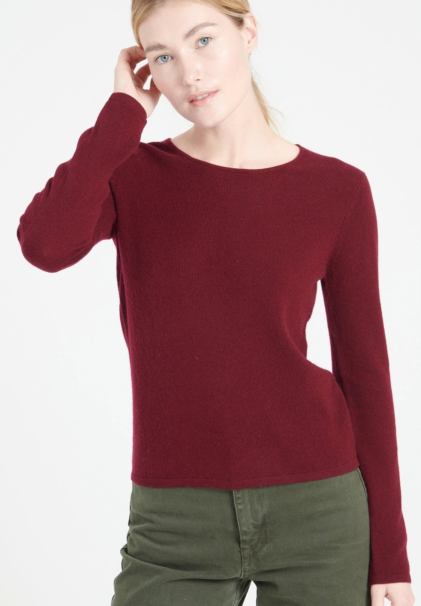 Lilly 1 Pullover Mit Tailliertem Rundhalsausschnitt - 100% Kaschmir Damen Bordeaux XL von Studio Cashmere8