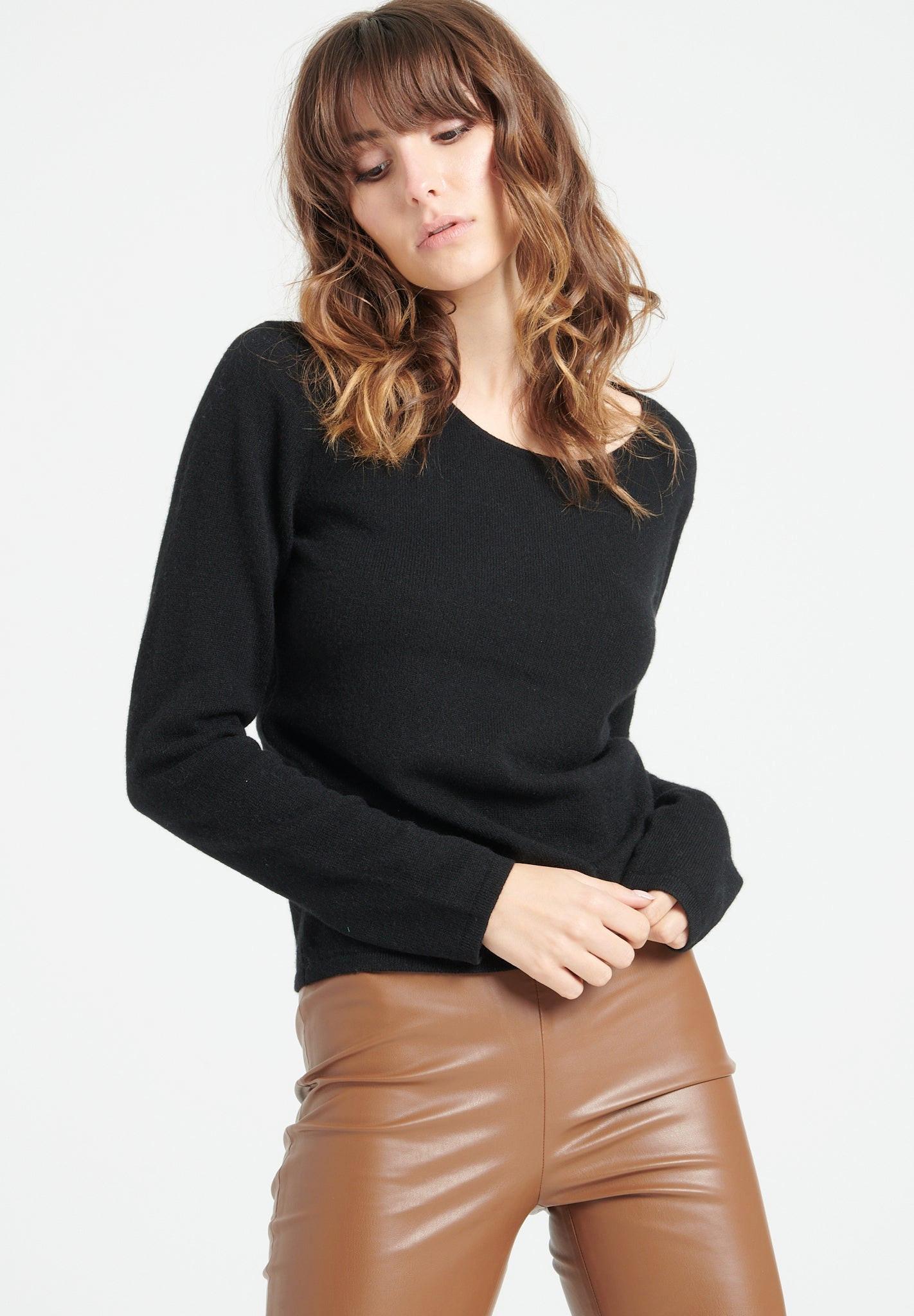 Lilly 1 Pullover Mit Tailliertem Rundhalsausschnitt - 100% Kaschmir Damen Schwarz L von Studio Cashmere8