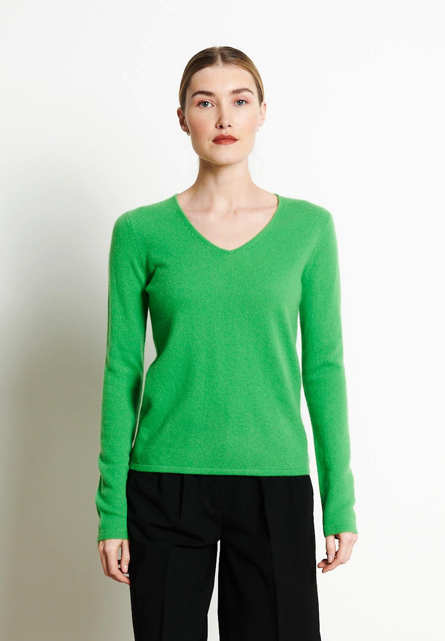 Studio Cashmere8 - LILLY 2 Pullover mit V-Ausschnitt 100% Kaschmir, für Damen, Apfelgrün, Größe L von Studio Cashmere8