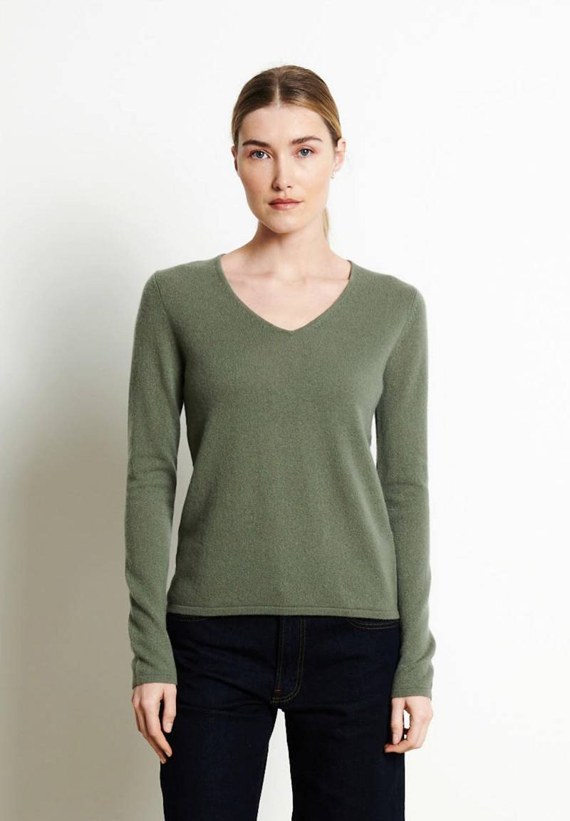 Lilly 2 Pullover Mit V-ausschnitt - 100% Kaschmir Damen Khaki L von Studio Cashmere8