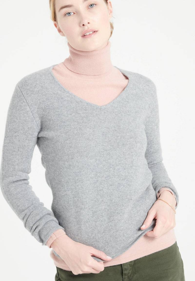 Lilly 20 Pullover Mit V-ausschnitt 4 Fäden - 100% Kaschmir Damen Grau L von Studio Cashmere8