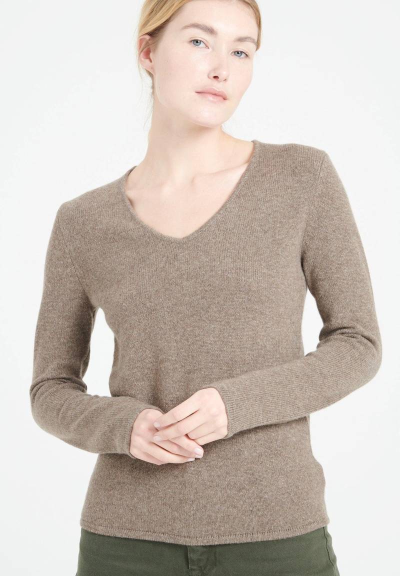 Lilly 20 Pullover Mit V-ausschnitt 4 Fäden - 100% Kaschmir Damen Taupe XXL von Studio Cashmere8