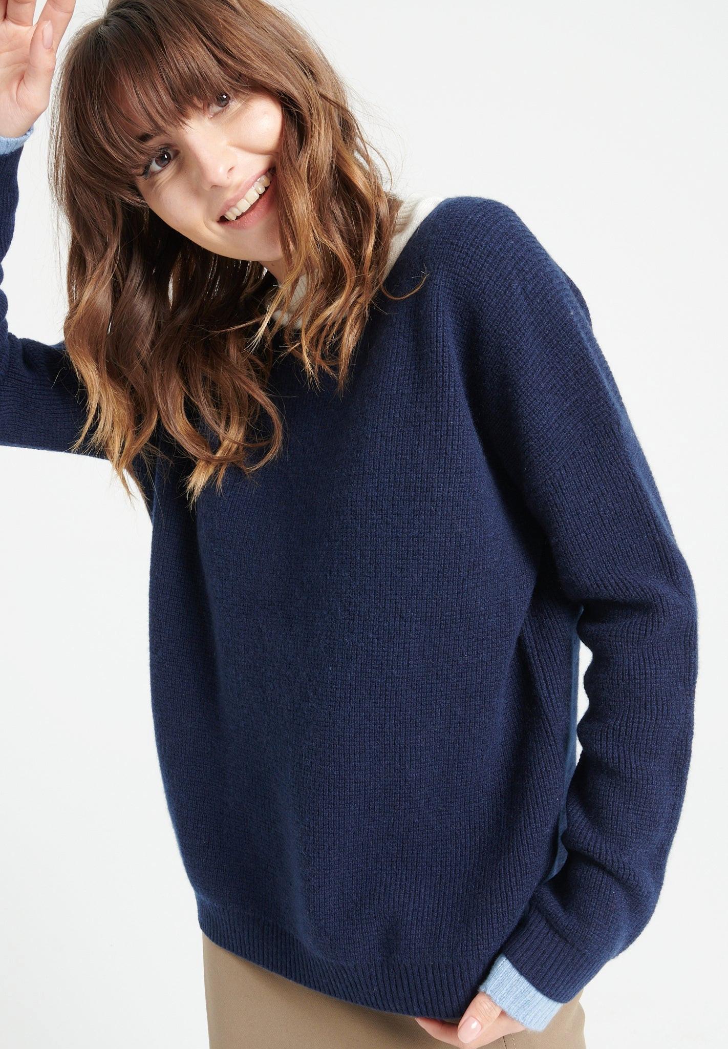 Lilly 25 Pullover Mit Rundhalsausschnitt - 100% Kaschmir Damen Marine L von Studio Cashmere8