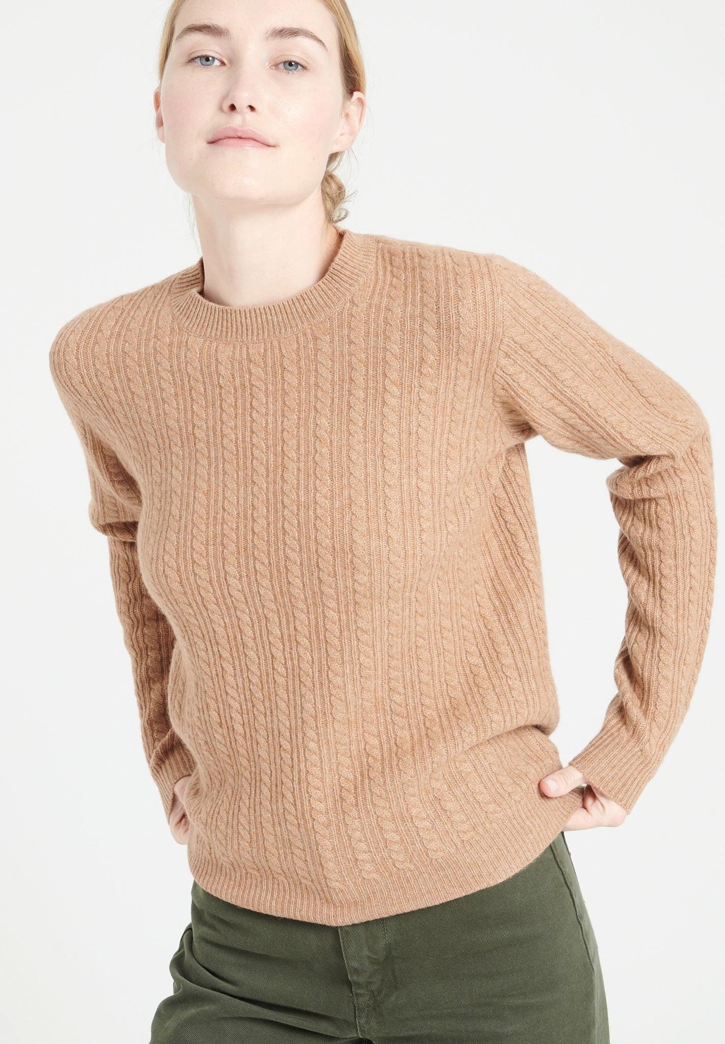 Studio Cashmere8 - LILLY 29 Pullover Rundhalsausschnitt 4 Fäden 100% Kaschmir, für Damen, Camel, Größe XL von Studio Cashmere8