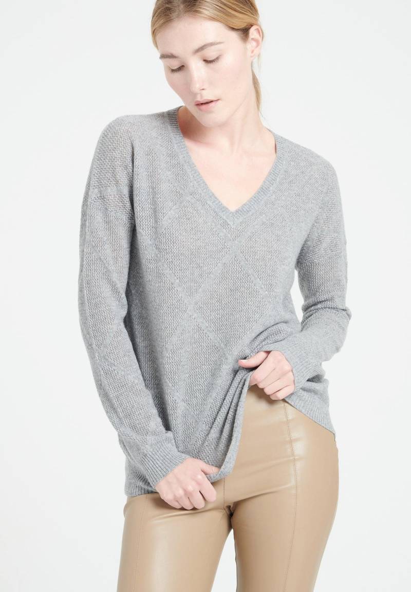 Lilly 31 Pullover Mit V-ausschnitt - 100% Kaschmir Damen Grau L von Studio Cashmere8