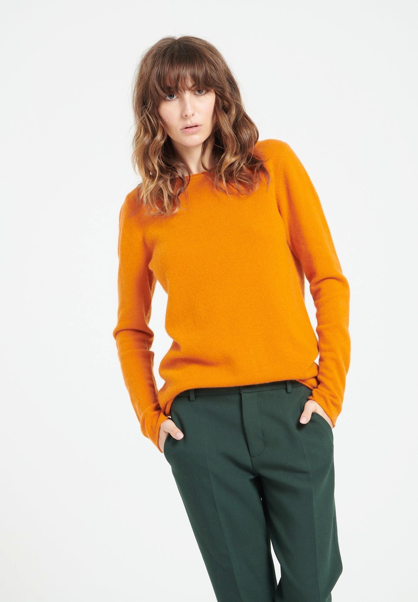 Lilly 5 Bootskragen Pullover - 100% Kaschmir Damen Gelb Orangé L von Studio Cashmere8