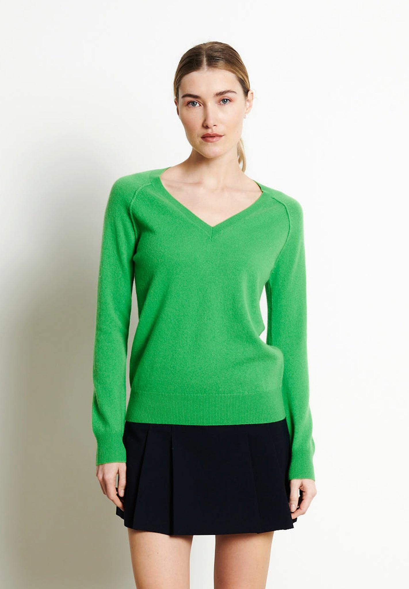 Lilly 6 Pullover Mit V-ausschnitt - 100% Kaschmir Damen Apfelgrün L von Studio Cashmere8