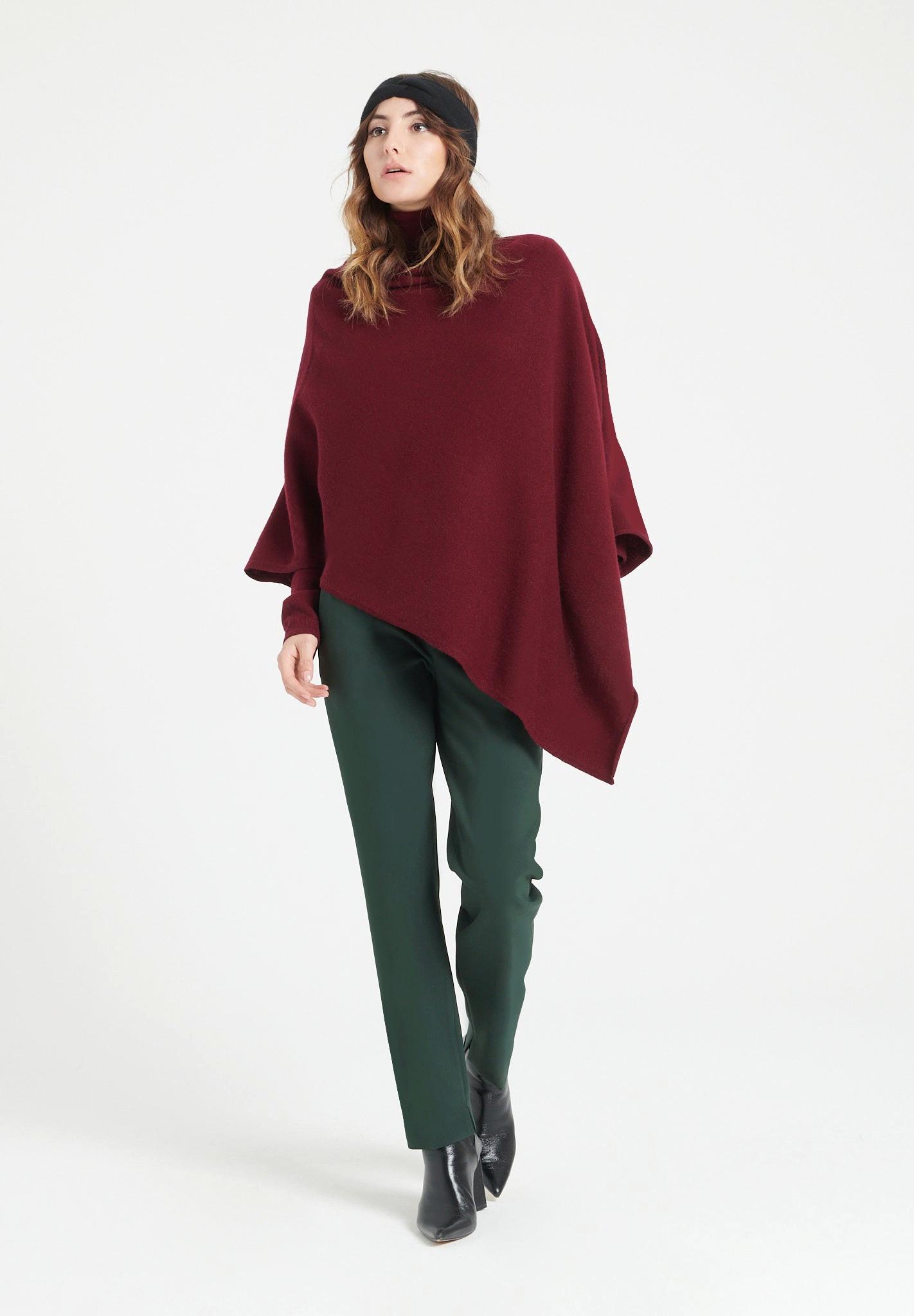 Lilly 9 Poncho Mit V-ausschnitt - 100% Kaschmir Damen Bordeaux S von Studio Cashmere8