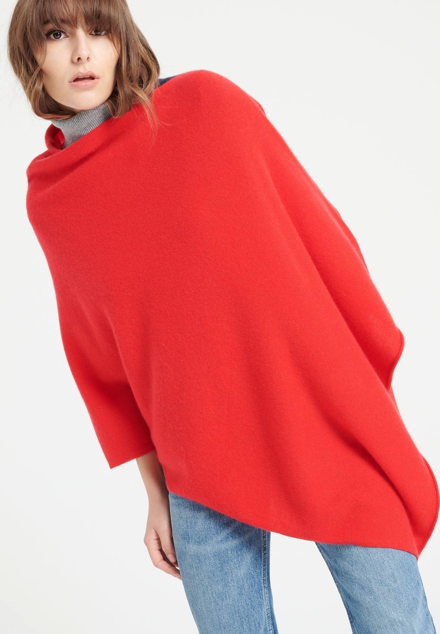 Lilly 9 Poncho Mit V-ausschnitt - 100% Kaschmir Damen Rot L von Studio Cashmere8