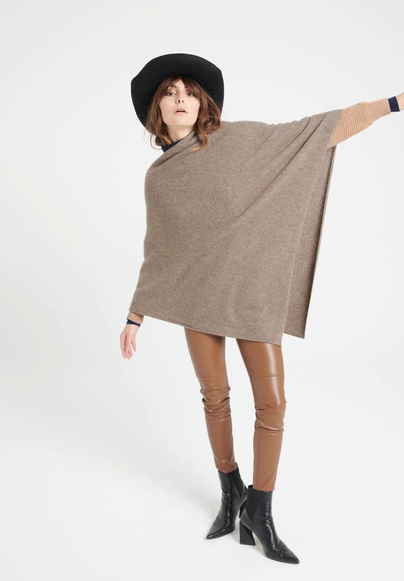 Lilly 9 Poncho Mit V-ausschnitt - 100% Kaschmir Damen Taupe S von Studio Cashmere8