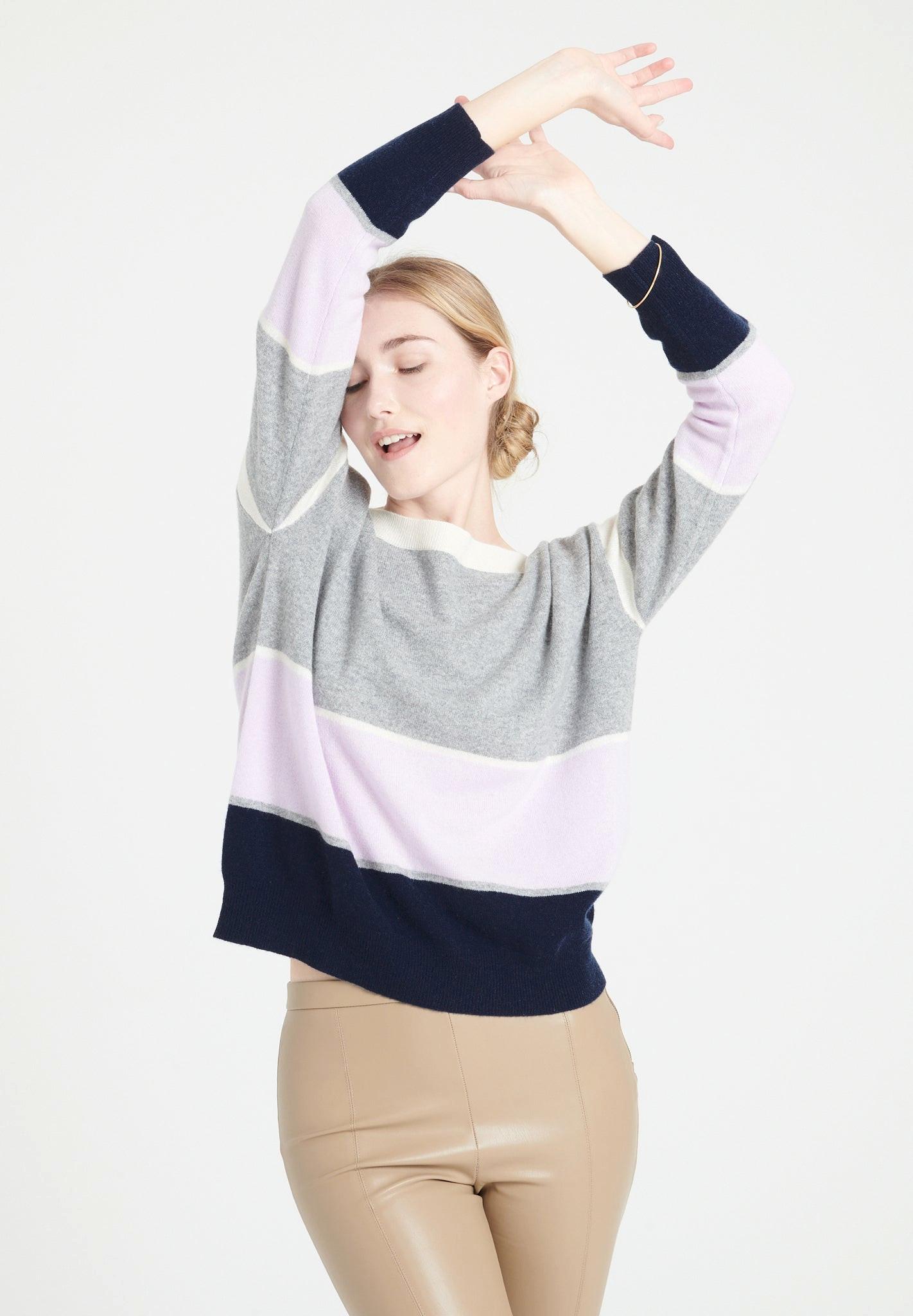 Mia 15 Bootneck-pullover Mit Gestreiften Maschen - 100% Kaschmir Damen Multicolor M von Studio Cashmere8