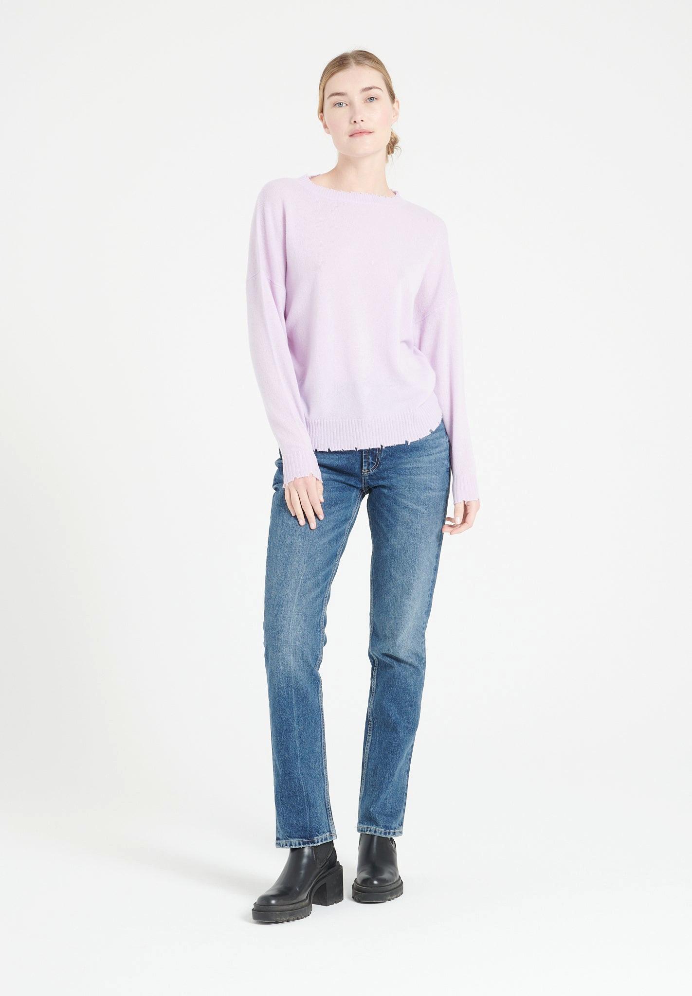 Studio Cashmere8 - MIA 17 Pullover mit Rundhalsausschnitt und Ziselierung 100% Kaschmir, für Damen, Lila, Größe S von Studio Cashmere8