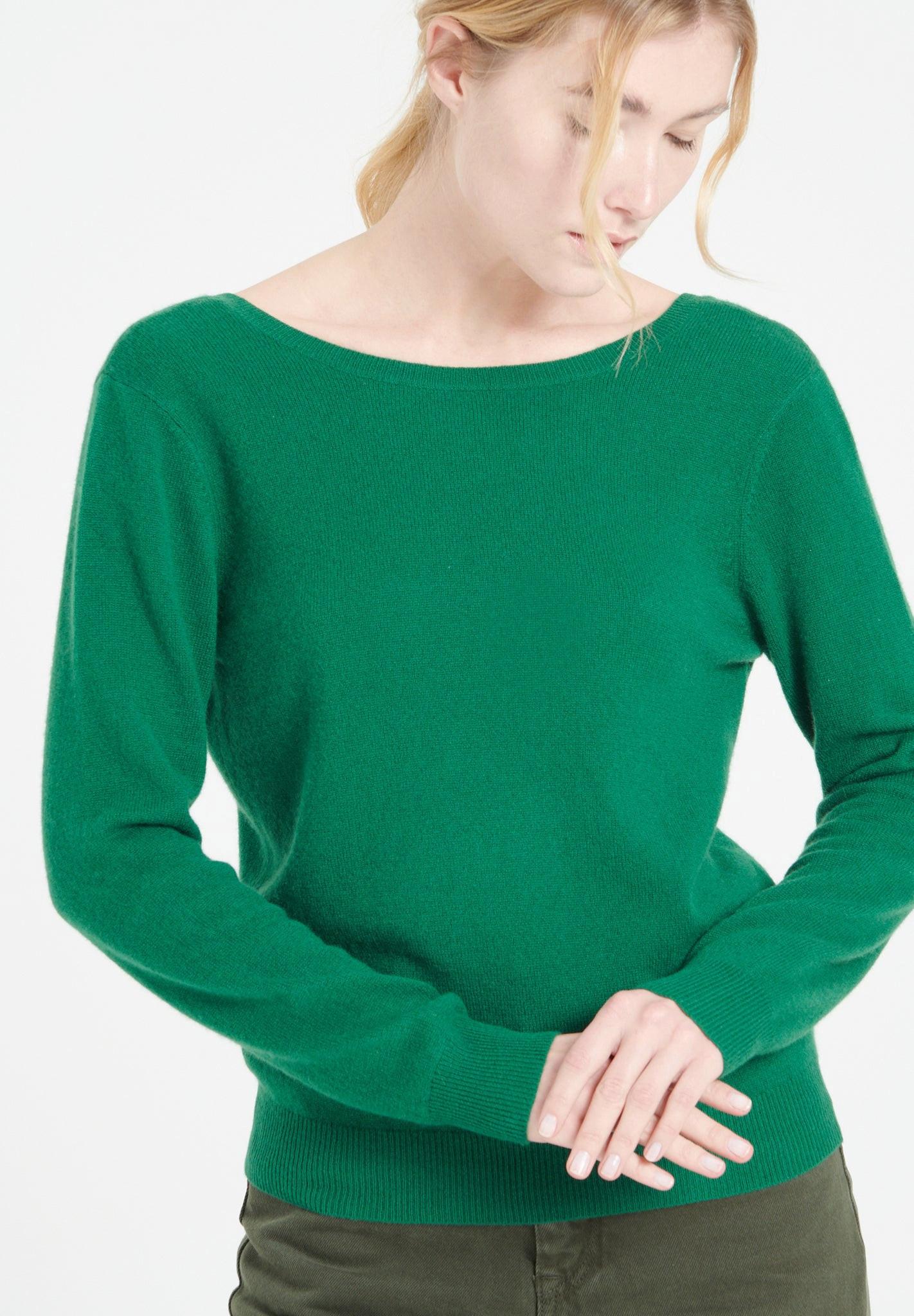 Studio Cashmere8 - MIA 7 Pullover mit V-Ausschnitt im Rücken 100% Kaschmir, für Damen, Grün, Größe XL von Studio Cashmere8