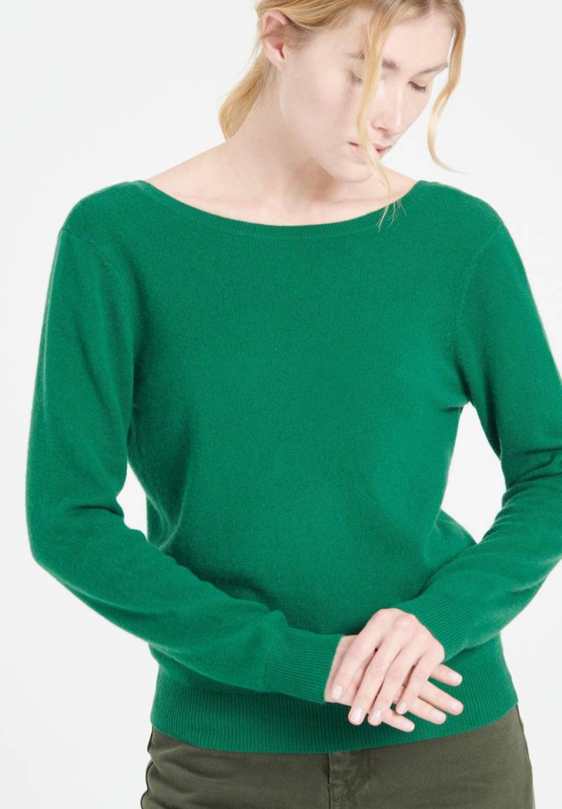 Mia 7 Pullover Mit V-ausschnitt Im Rücken - 100% Kaschmir Damen Grün XL von Studio Cashmere8