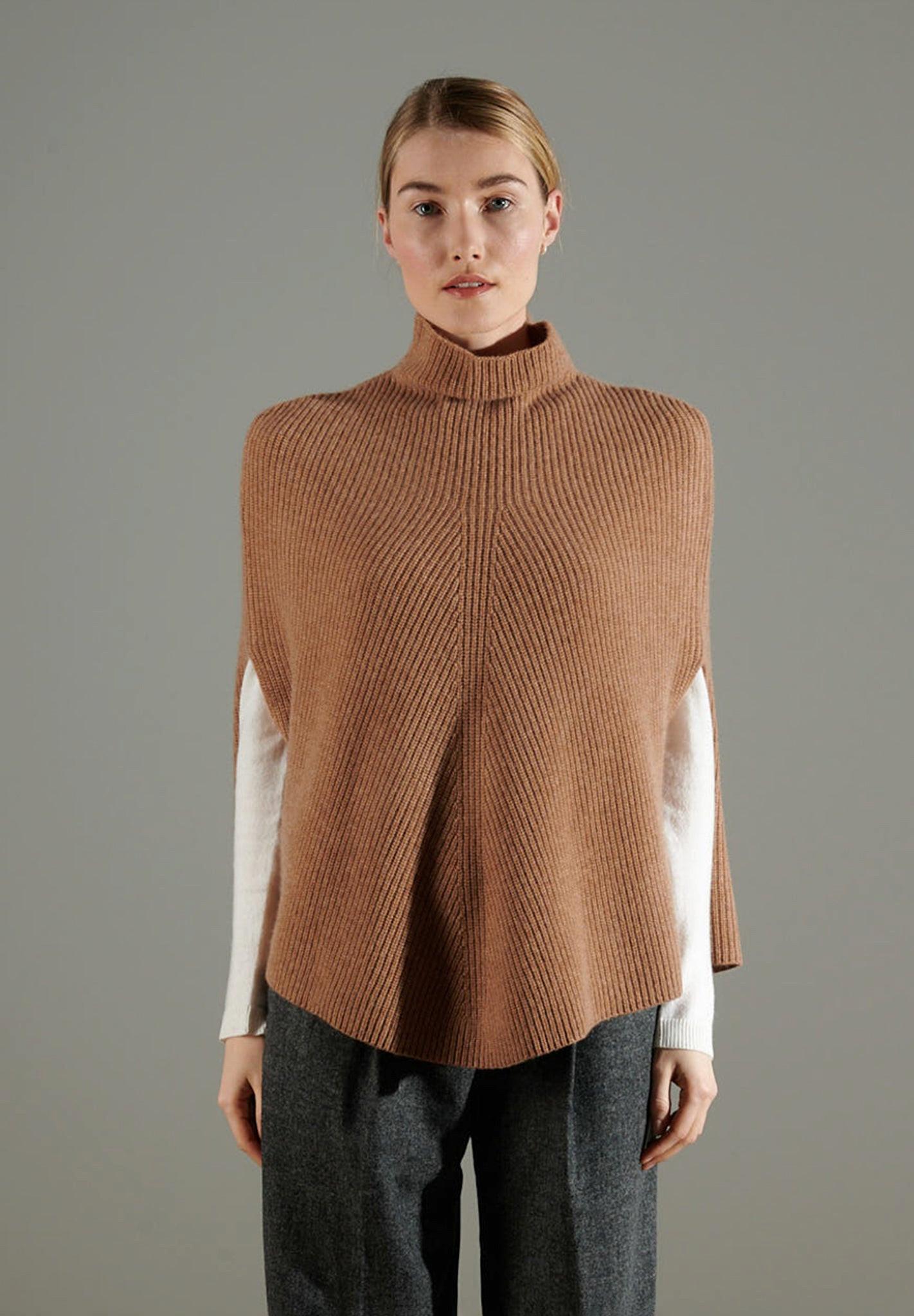 Nami 10 Poncho Stehkragen 4-fädig - 100% Kaschmir Damen Camel S/M von Studio Cashmere8