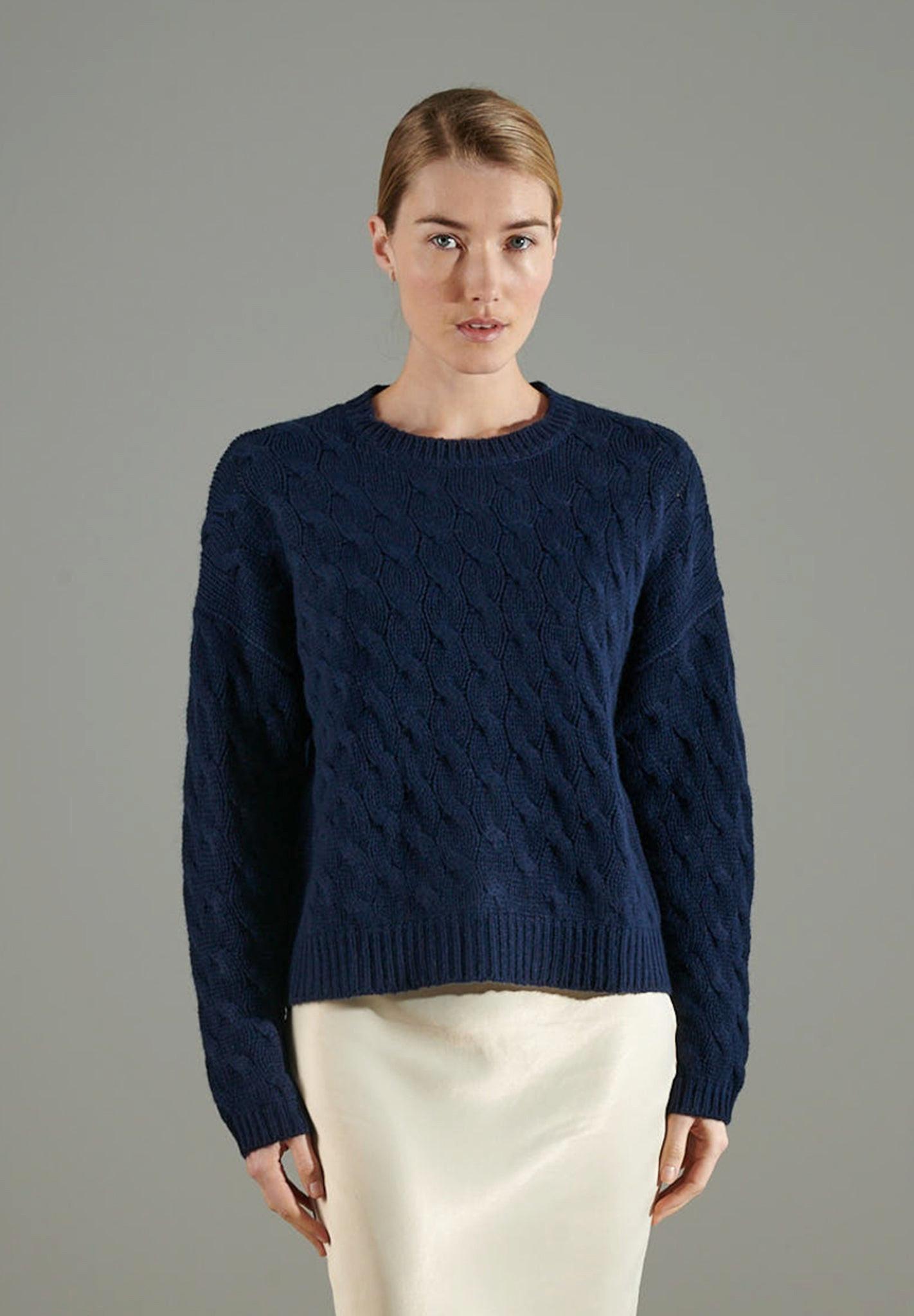 Nami 5 Pullover Rundhalsausschnitt Gedreht 10 Fäden - 100% Kaschmir Damen Marine S/M von Studio Cashmere8