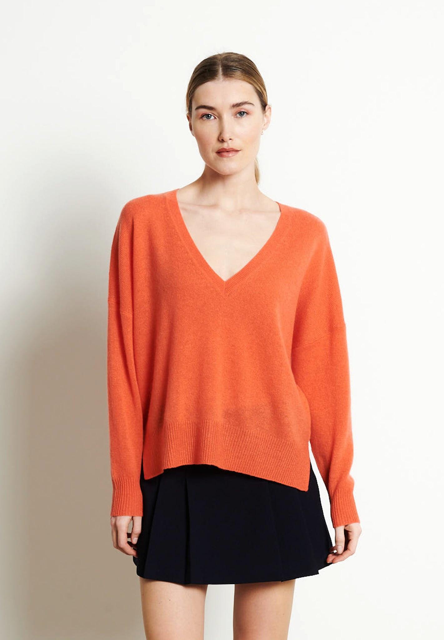 Studio Cashmere8 - RIA 3 Pullover mit tiefem V-Ausschnitt oversize 100% Kaschmir, für Damen, Orange, Größe L/XL von Studio Cashmere8