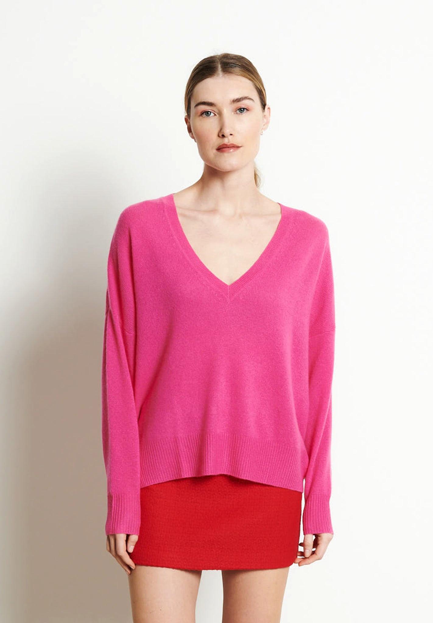 Ria 3 Pullover Mit Tiefem V-ausschnitt Oversize - 100% Kaschmir Damen Rosa L/XL von Studio Cashmere8