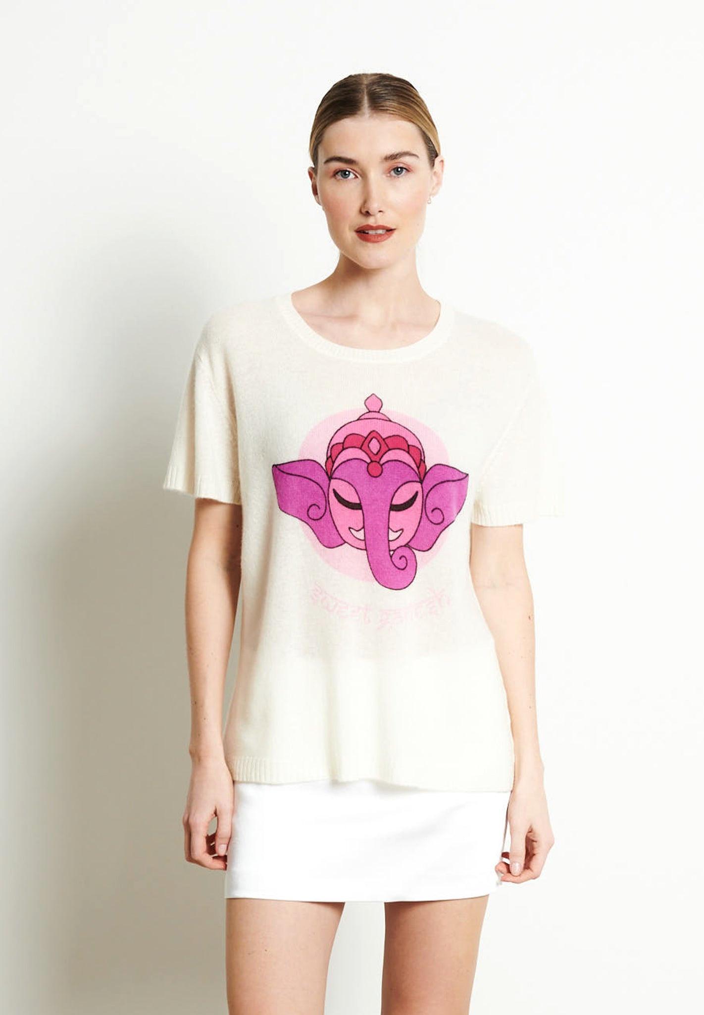 Ria 9 T-shirt Mit Rundem Halsausschnitt Sweet Ganesh - 100% Kaschmir Damen Offwhite L/XL von Studio Cashmere8