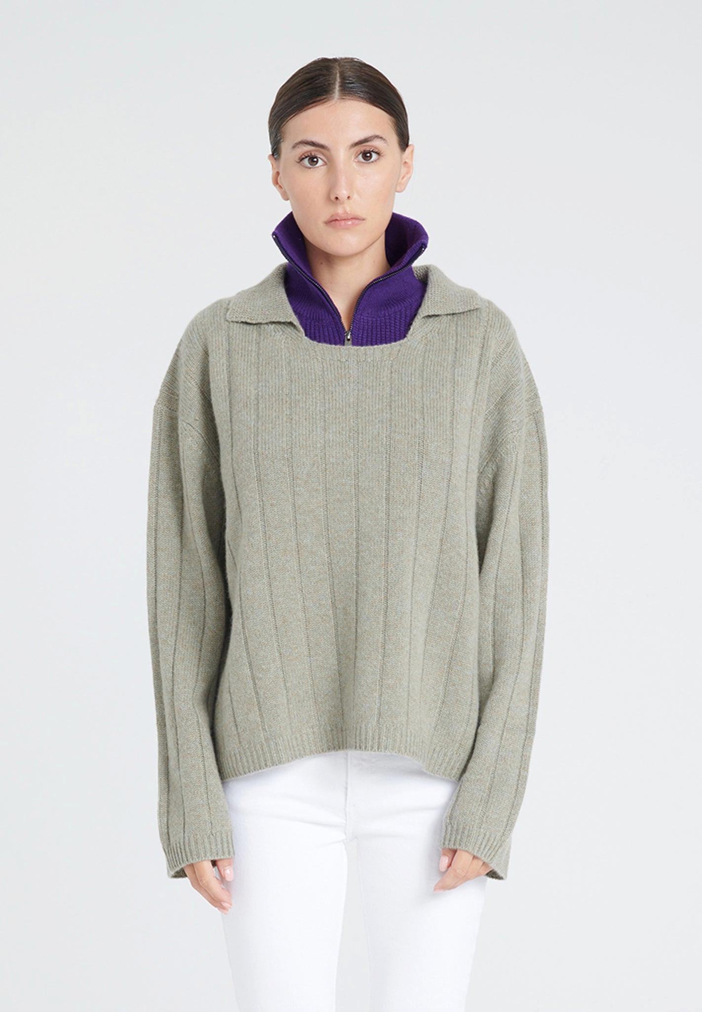 Studio Cashmere8 - ZAYA 17 Pullover mit Claudine-Ausschnitt 6 Sohn 100% Kaschmir, für Damen, Khaki, Größe S/M von Studio Cashmere8