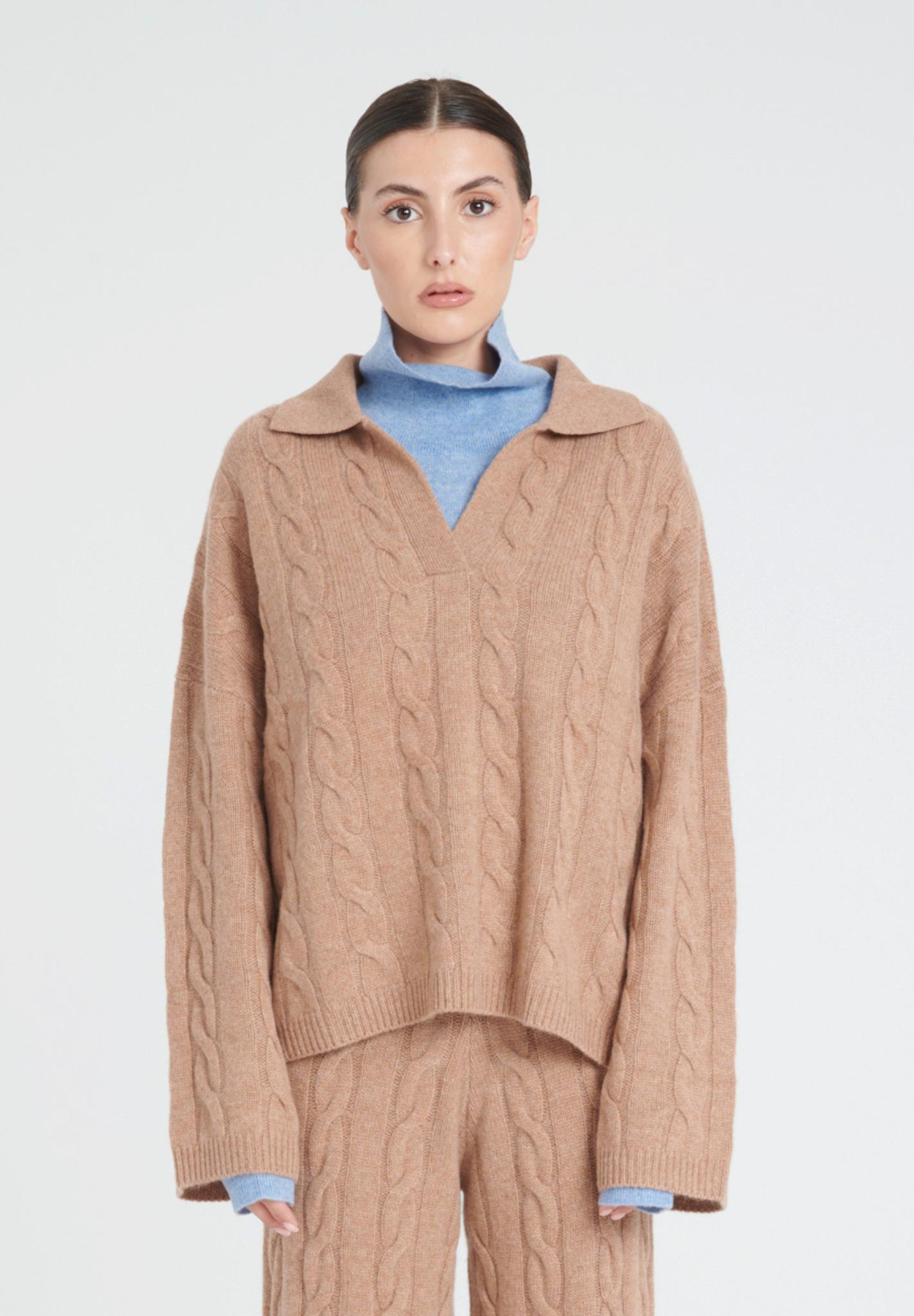 Zaya 5 Polohemd Mit Gedrehtem Maschenbild 6 Fäden - 100% Kaschmir Damen Camel XXL von Studio Cashmere8