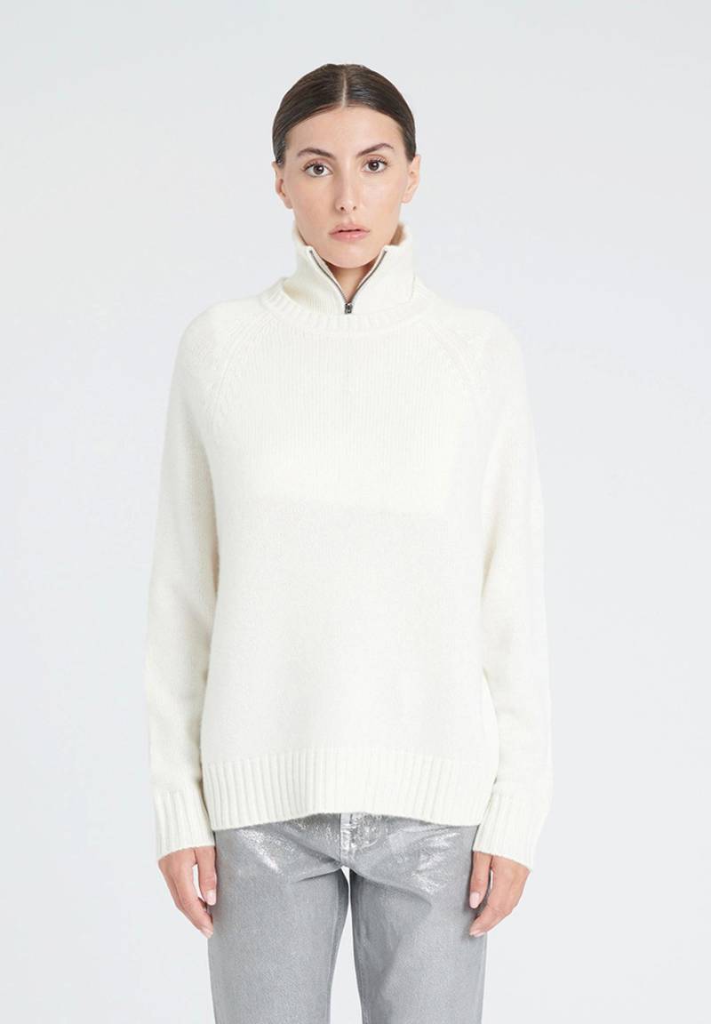 Zaya 7 Pullover Mit Raglanärmeln 6 Fäden - 100% Kaschmir Damen Offwhite S von Studio Cashmere8