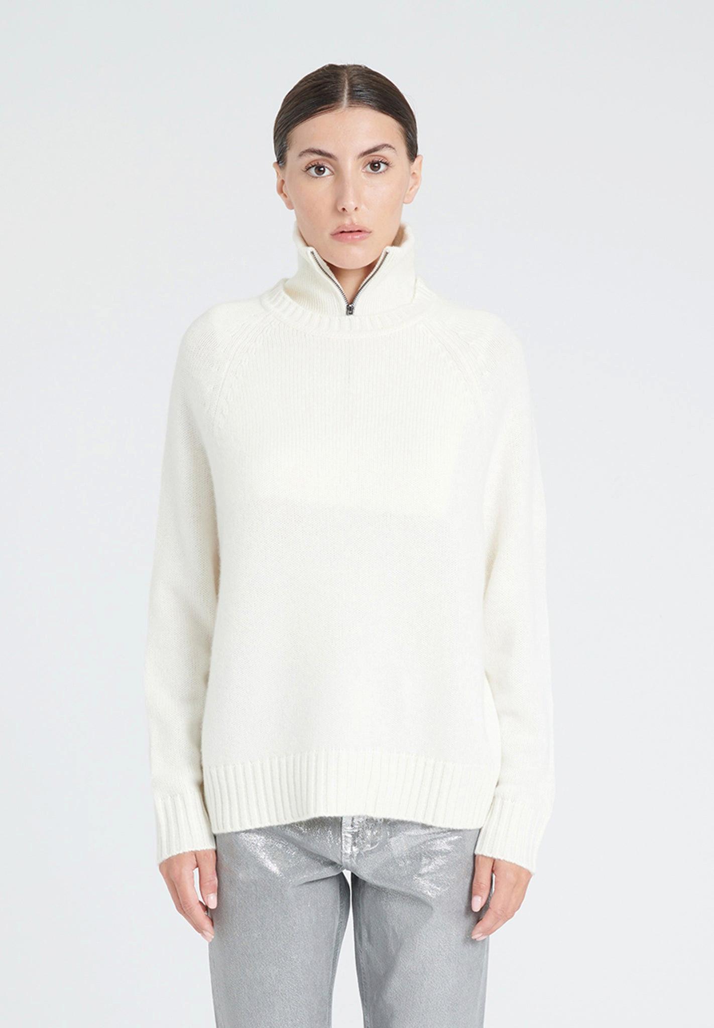 Studio Cashmere8 - ZAYA 7 Pullover mit Raglanärmeln 6 Fäden 100% Kaschmir, für Damen, Offwhite, Größe XXL von Studio Cashmere8