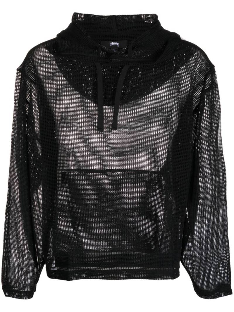 Stüssy cotton mesh long-sleeve hoodie - Black von Stüssy