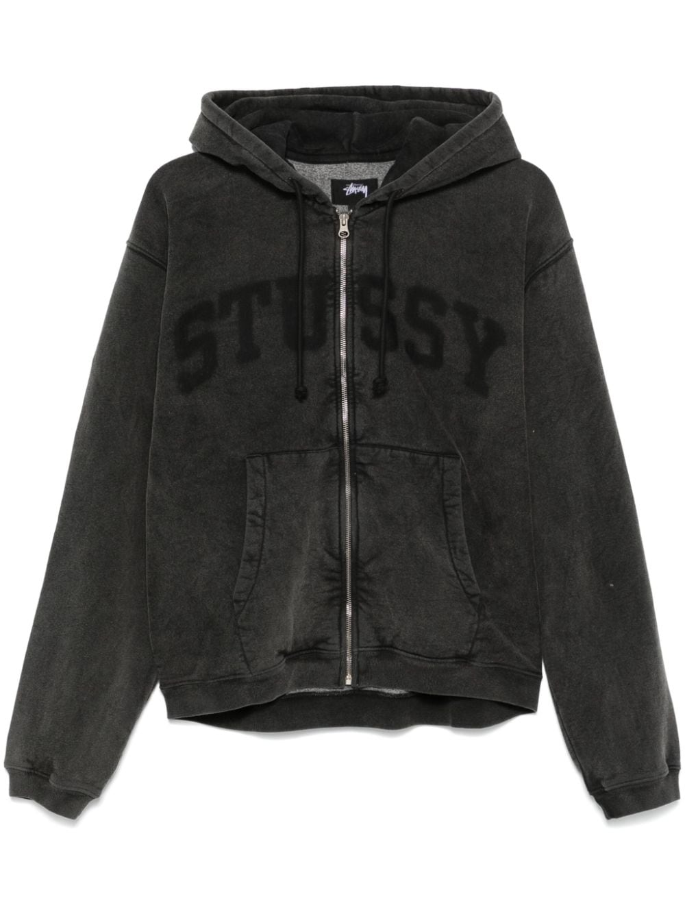 Stüssy faded-graphic zip-up hoodie - Black von Stüssy