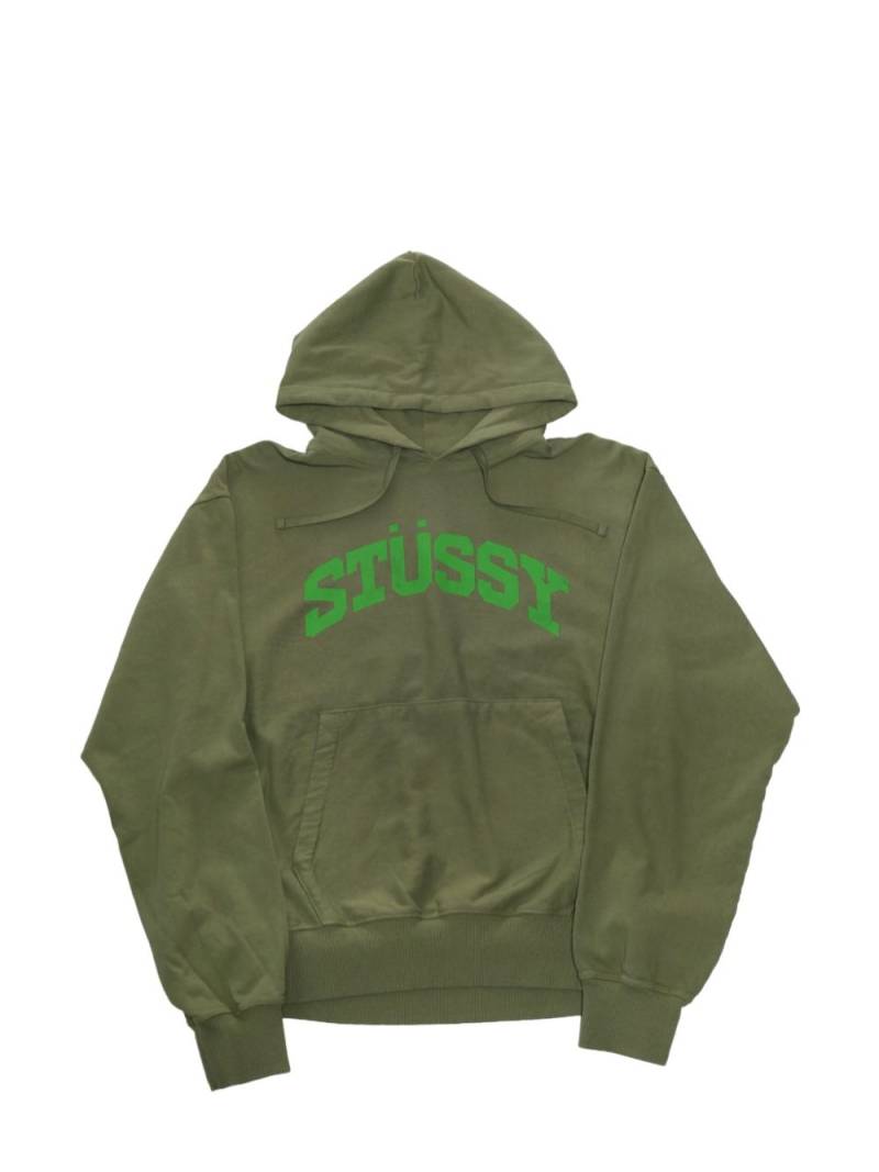 Stüssy logo-print cotton hoodie - Green von Stüssy