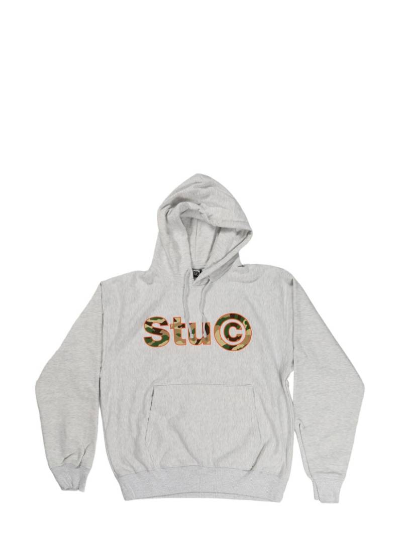 Stüssy logo-print cotton hoodie - Grey von Stüssy