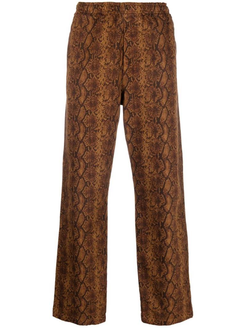 Stüssy snakeskin-print cotton trousers - Brown von Stüssy