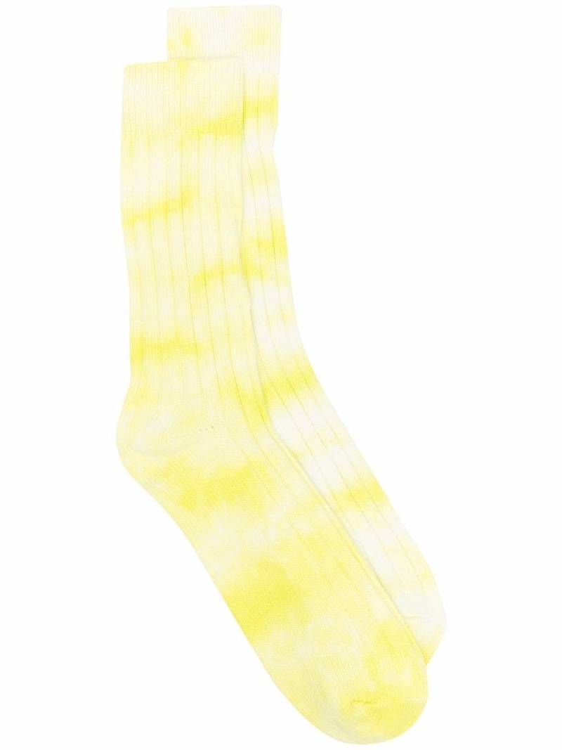 Stüssy tie-dye ribbed socks - Yellow von Stüssy