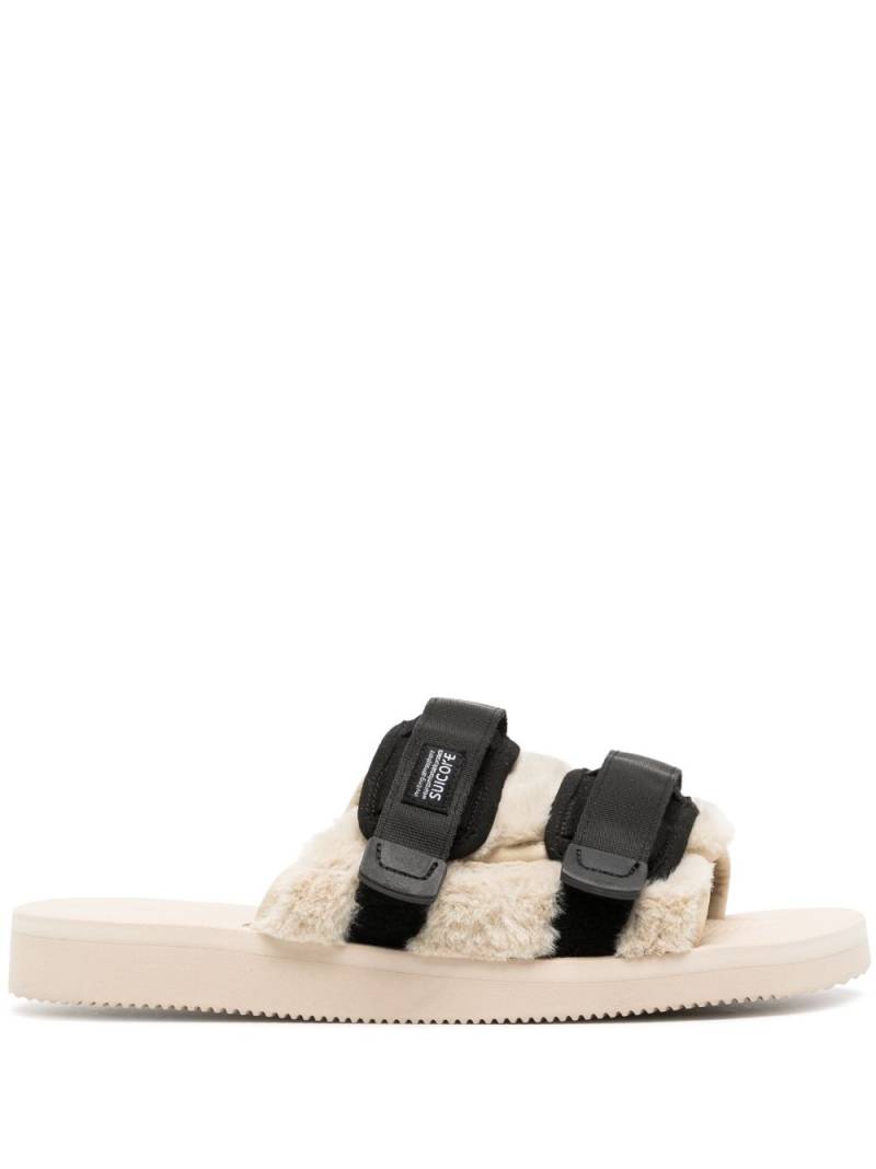 Suicoke Moto logo-patch slides - Brown von Suicoke