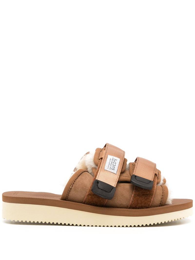 Suicoke Moto shearling-trim slides - Brown von Suicoke