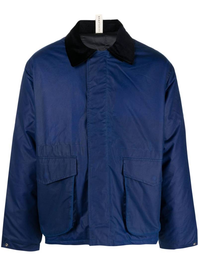 Sunflower contrast-collar waxed cotton jacket - Blue von Sunflower