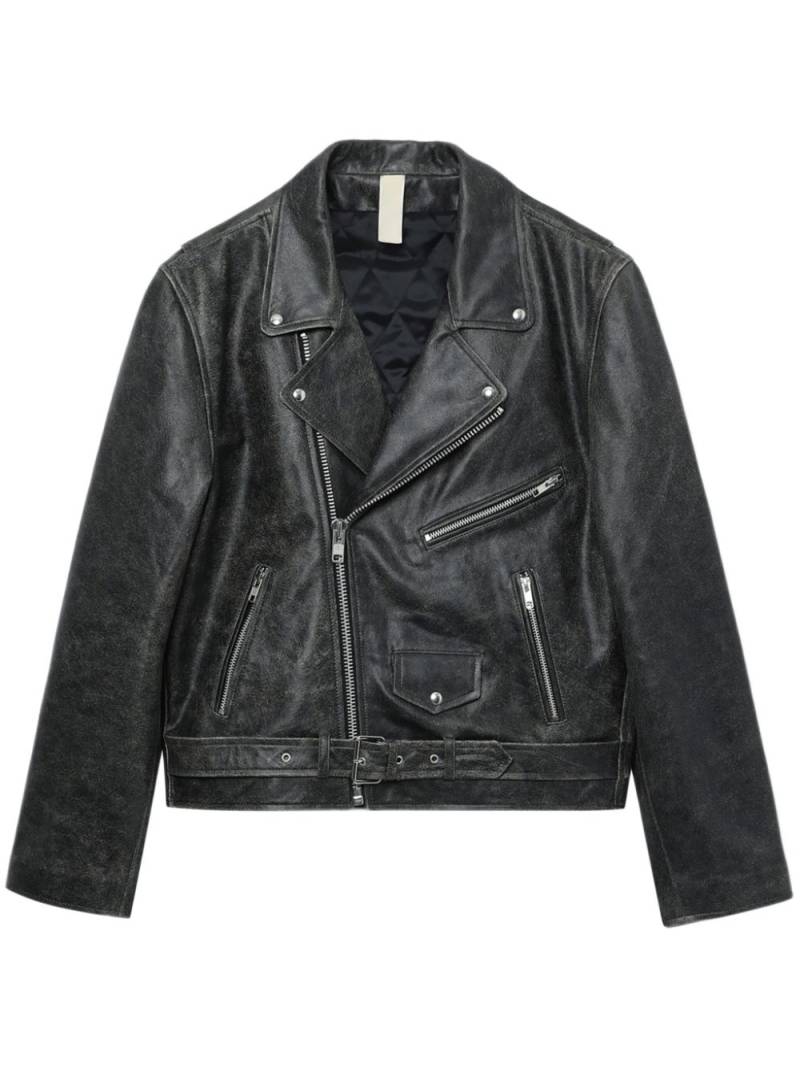 Sunflower faded leather biker jacket - Black von Sunflower