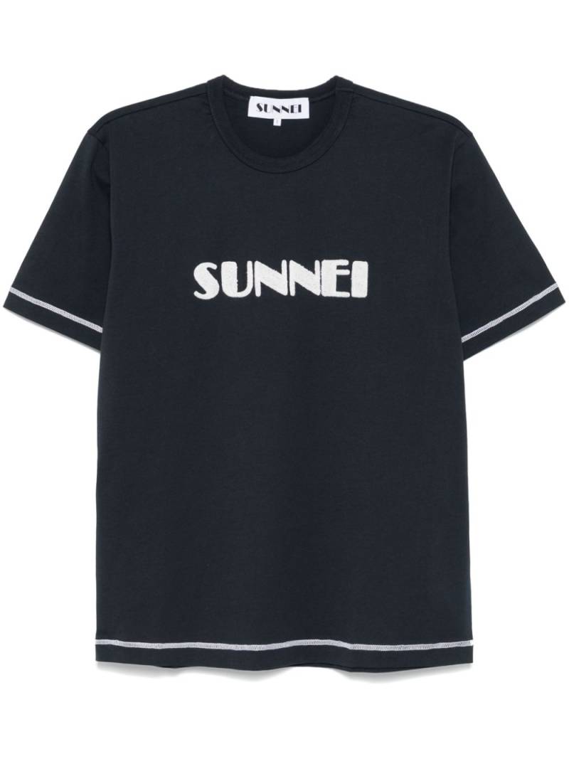 Sunnei flocked logo T-shirt - Blue von Sunnei