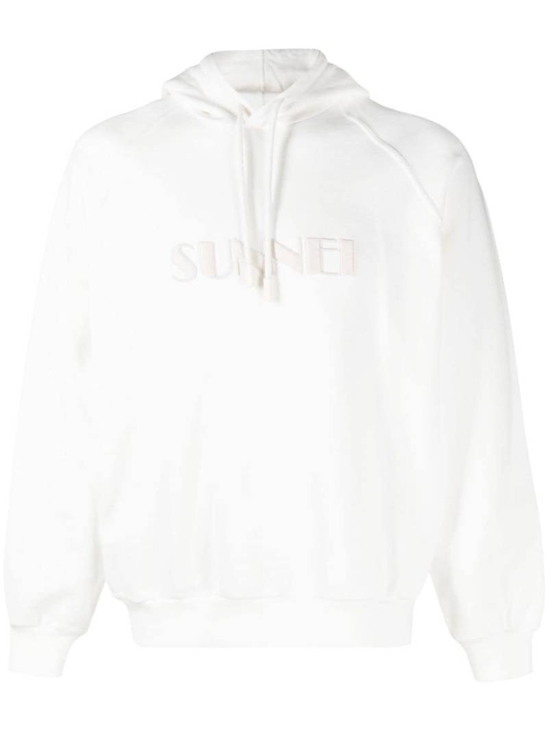 Sunnei logo-embroidered cotton hoodie - White von Sunnei