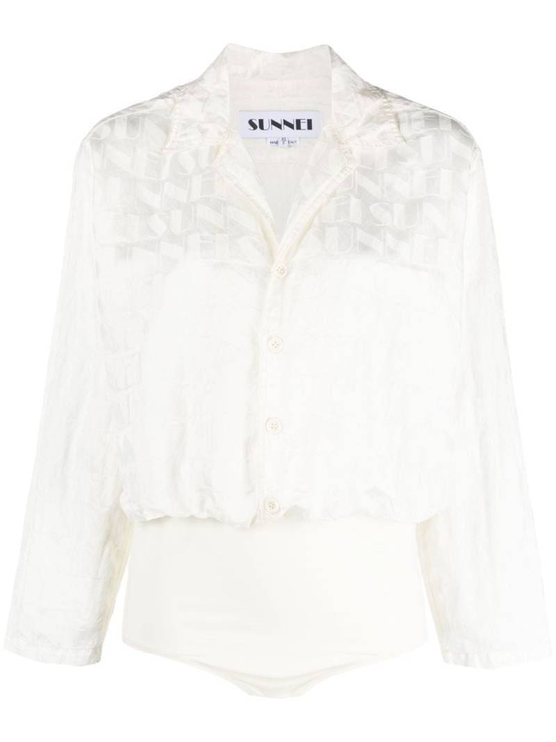 Sunnei logo-jacquard long-sleeve bodysuit - White von Sunnei