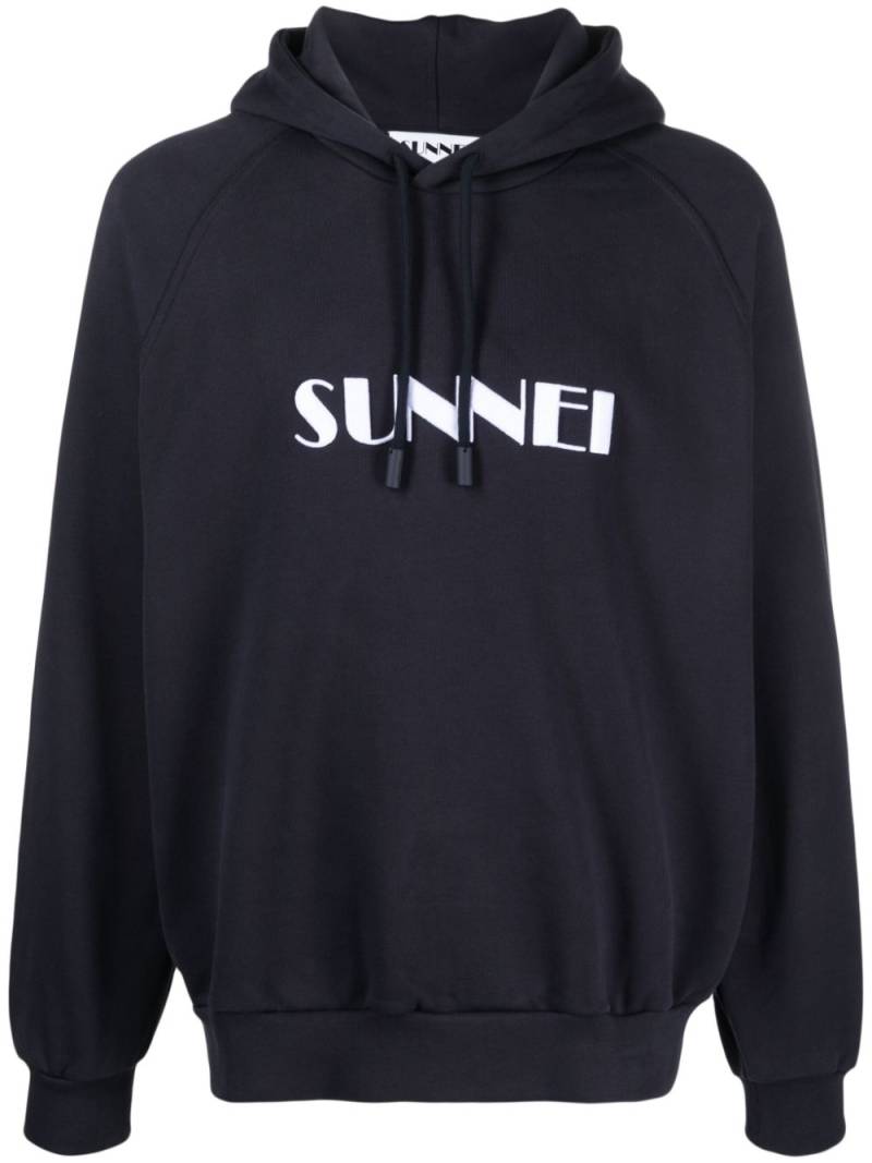 Sunnei logo-print organic-cotton hoodie - Blue von Sunnei