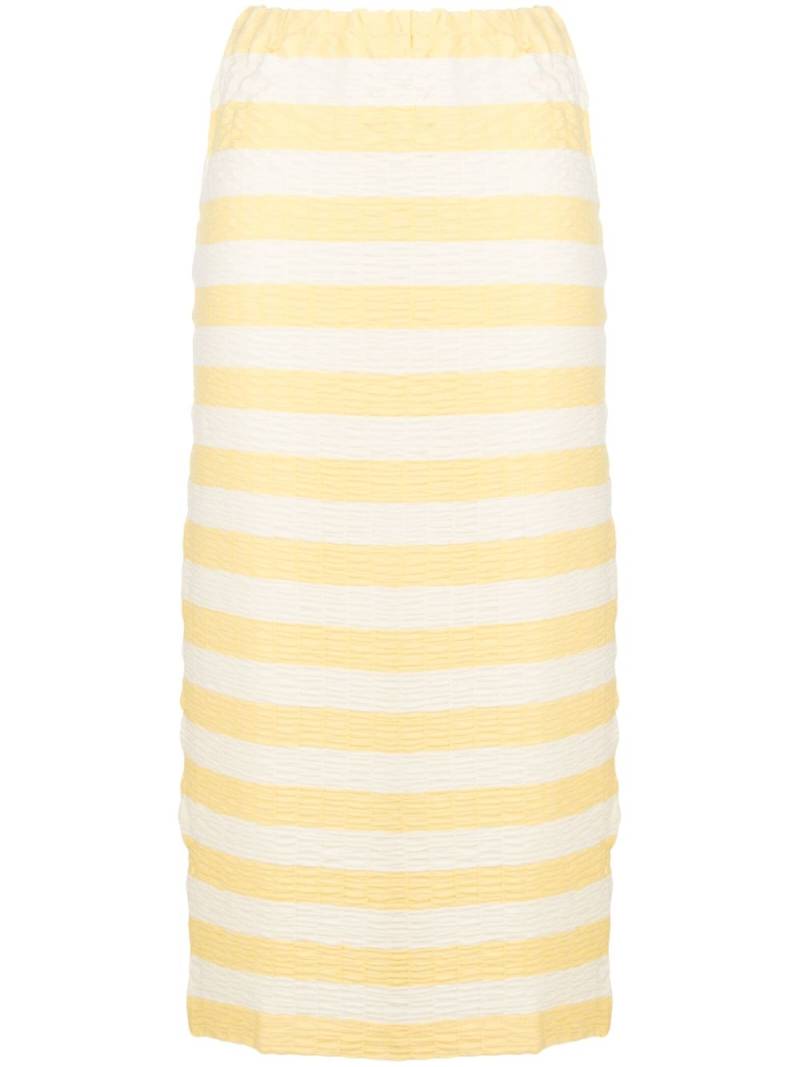 Sunnei stripe-pattern straight midi skirt - Yellow von Sunnei