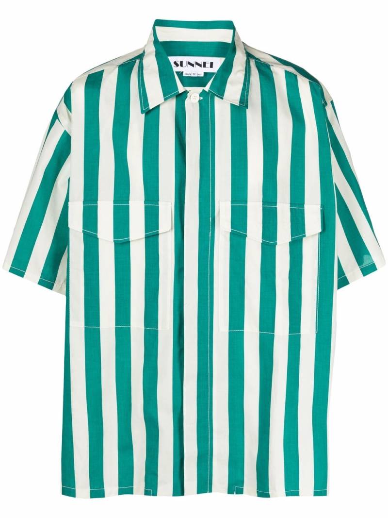 Sunnei stripe-print oversized shirt - Green von Sunnei