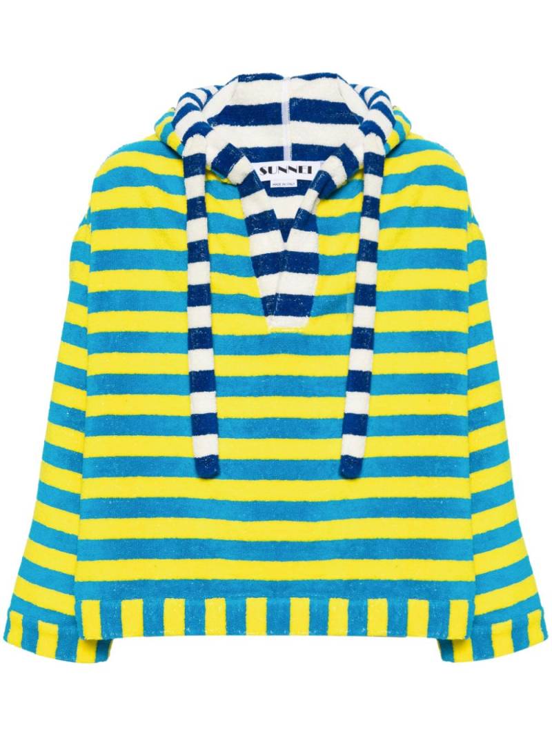 Sunnei striped cotton hoodie - Blue von Sunnei