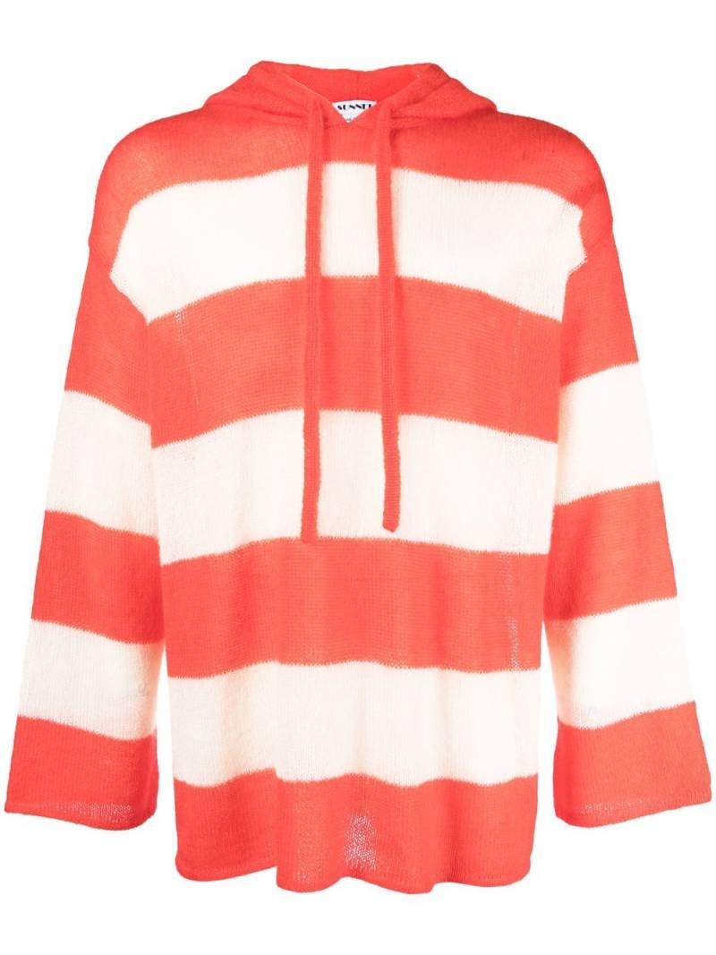 Sunnei striped intarsia knit hoodie - White von Sunnei